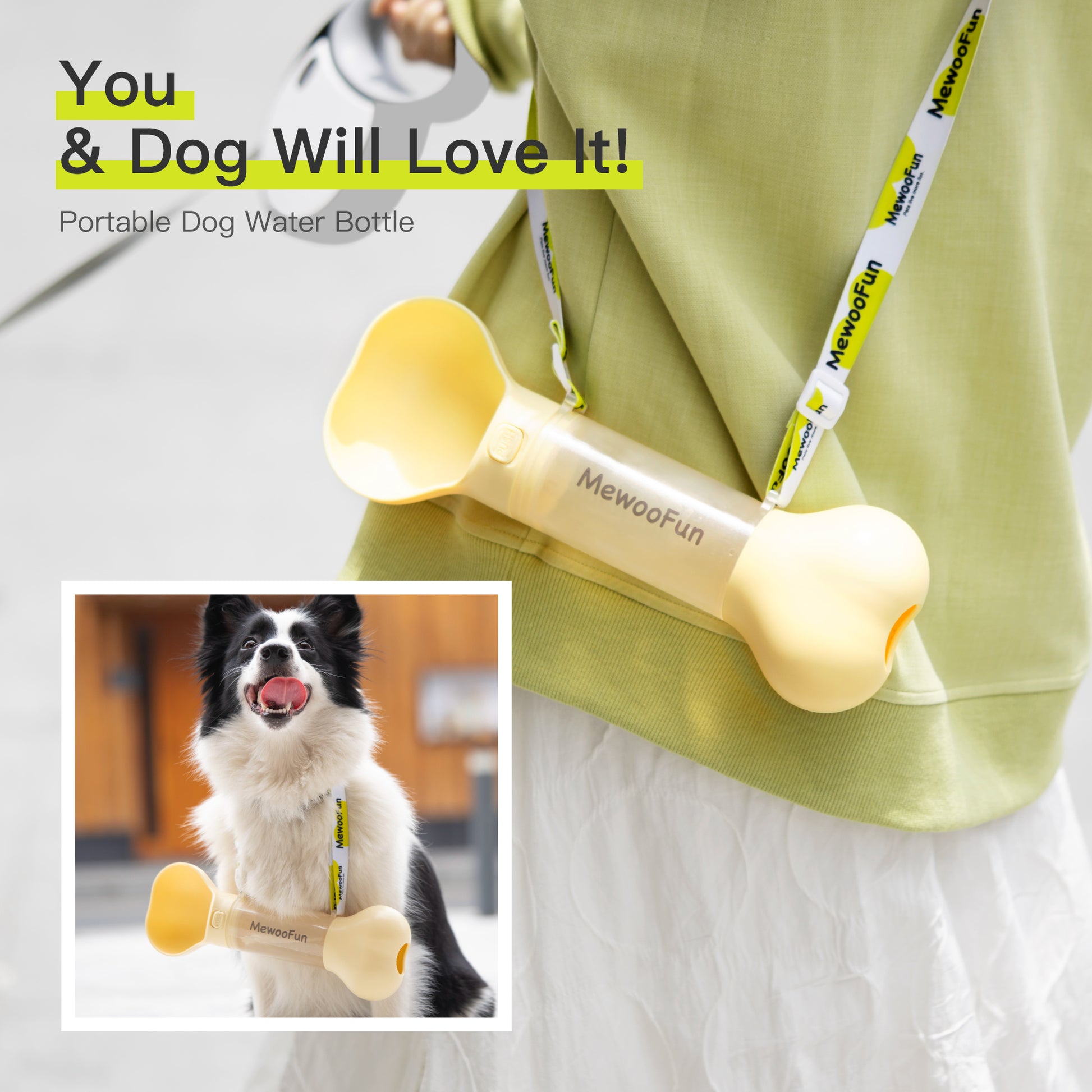 2-in-1 Leak-Proof Pet Water & Food Bottle with Poop Bag - Snoopy Doo